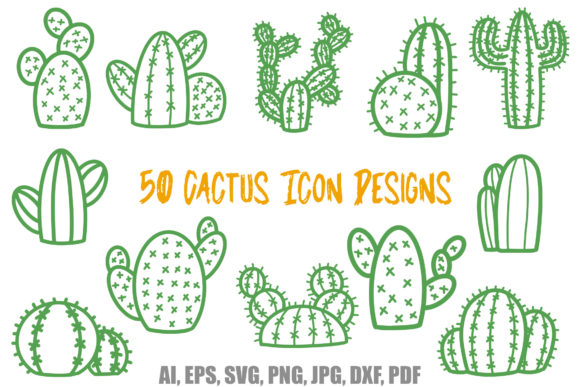 50 Cactus Icon Logo SVG Design Stickers for Creative Brands