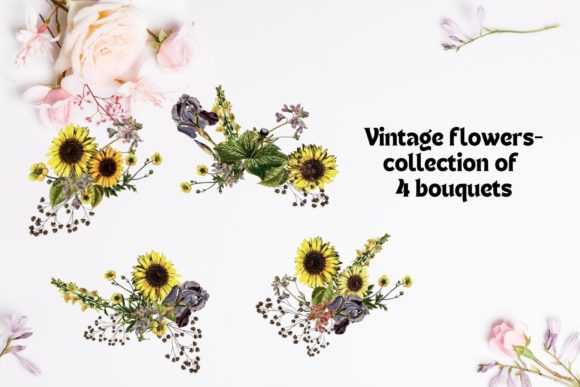 Bringing Timeless Charm to Modern Projects with Vintage Watercolor Bouquets