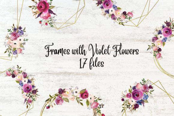 Gold Frames with Violet Flowers: Elevate Your Design Projects
