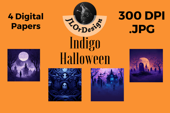 Rich Indigo Halloween Papers for Digital Design