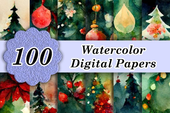 Transform Holiday Projects with 100 Watercolor Christmas Digital Papers